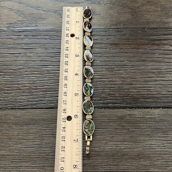 Monet Gold Tone Abalone Vintage Link Bracelet - Picture 5 of 9